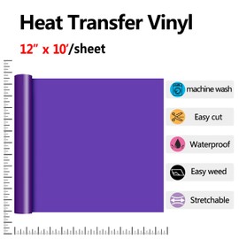 RENLITONG Purple HTV Iron on Vinyl 12Inch by 10ft Roll Heat Transfer Vinyl for T-Shirt HTV Rolls for All Cutter Machine - Easy to Cut & Weed for Heat Transfer Design