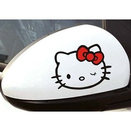 2 pegatinas para espejo de gato, color blanco impreso, calcomanías completas, accesorios de coche