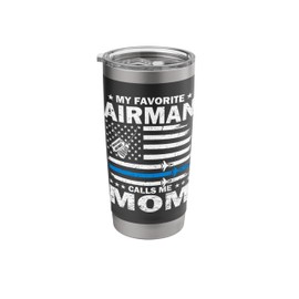 My Favorite Airman Calls Me Mom Flag US Air Force USAF Stainless Steel Insulated Tumbler