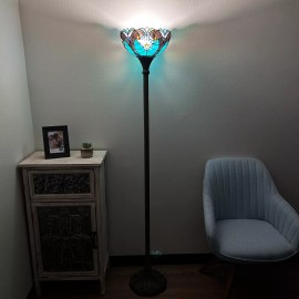 Enjoy Decor Lamps Tiffany Style Torch  Floor Lamp Green Brown Stained Glass  LED Bulb 66"H12"W12"D
