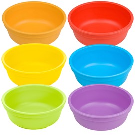 Re-Play 12 Oz. Toddler Bowls for Snack and Everyday Dining - Dishwasher and Microwave Safe - Made in USA - Set of 6-5.75" x 5.75" x 2" - Crayon Box