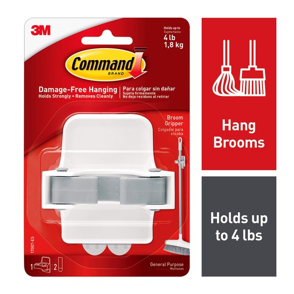 Command Strips 17007-ES White And Gray Broom Gripper