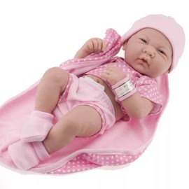 JC Toys New Berenguer *  18541 * La Newborn Real Girl 14 Inch Doll Pink Polka Dot Romper