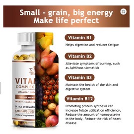 OKONOS B-Complex Vitamin Supplements (B1 B2 B3 B5 B6 B12 Folic Acid&Biotin) Relieve Stress Improve Immunity System Strong Bones &Teeth