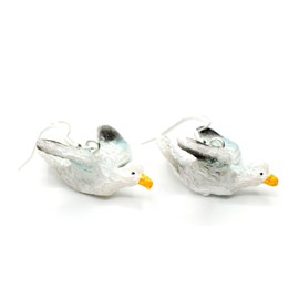 Miniblings Seagull Earrings Pendant Seagull Corsica Bird Birds Holiday Summer Animal 3D Handmade Fashion Jewellery I Earrings Silver Plated, Plastic