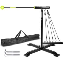 Hikeen Baseball Softball Swing Trainer, Baseball Training Equipment, Includes 5 Elasticity Bands Baseball/Softball Accessories for Hitting and Batting, Adjustable Height for All Ages Training