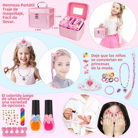 TITIFIVE Maquillaje para Niñas, 43pcs Juguetes de Maquillaje Lavables para Niñas, Juguetes para Niñas de 4 5 6 años, Regalo de cumpleaños de Navidad, Princesa Juego de simulación