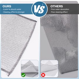 Tecfino 12PCS Three Layer Steel Wire Dishcloth, Multi-Functional Non-Scratch Wire Dishcloth, Wet and Dry Cleaning Rags, Stainless Steel Cleaning Cloth, Kitchen Rags for Cookware, Plates, Stove Tops