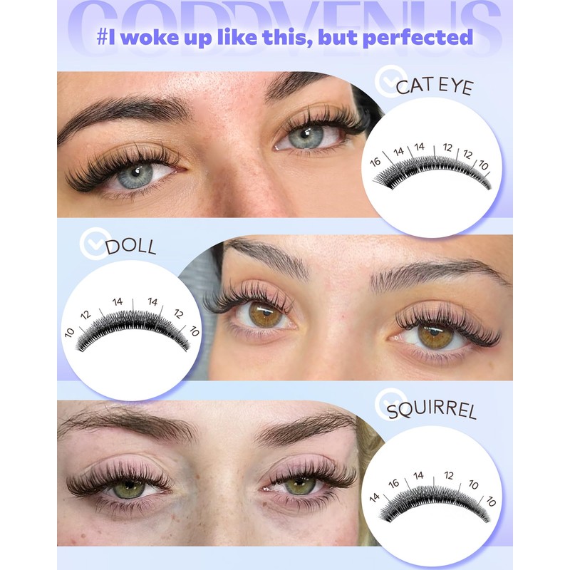Goddvenus Wispy Lash Clusters Natural Eyelash Clusters No Makeup Look
