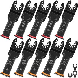10Pcs Oscillating Saw Blades Set Quick Release Extra-Long Reach Bi-Metal Multitool Blades Universal Japanese Teeth Saw Blade High-Carbon Steel Oscillating Tool Blade