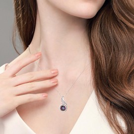 TANGPOET Black/White Pearl Necklaces for Women, 925 Sterling Silver Pearl Pendant Necklace, Single Simulated Pearls, Jewellery Gifts for Wife Mother Girls with 18 Inches + 2 Inch Chain, Sterling