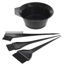MIJOMA 4 Piece Hair Dye Set with Dying Bowl, Narrow Hair Colour Brush, Wide Hair Dye Brush, Double Sided Brush with Comb, Black