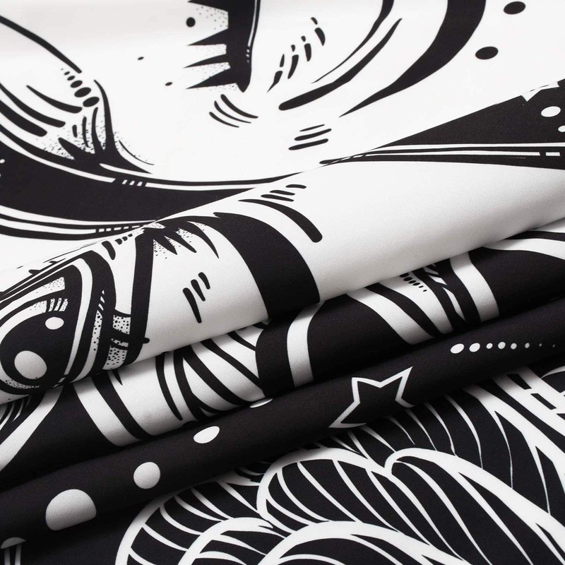 Ftuency Sun and Moon Tapestry Black and White Tapestries Mystic