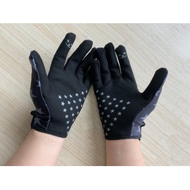 EXCEREY American Flag Style Cycling Gloves Mountain Bike Gloves with Gel Padding Breathable Mesh for Men/Women All-Season Mountaineering (Black, Size XL)