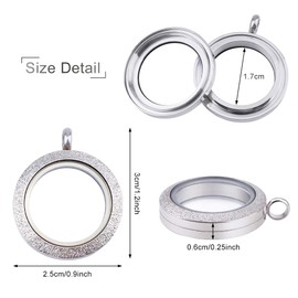 WANDIC Photo Charms, Set of 4 Silver Stainless Steel Round Memory Locket Pendant Bridal Wedding Bouquet Charms for Photo or Wedding, 25mm