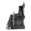 Black Holy Death Grim Reaper Sitting On Skeleton Skull Throne