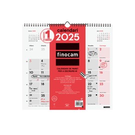 Finocam - Neutral Wall Calendar to Write 2025 Month View January 2025 - December 2025 (12 months) Catalan