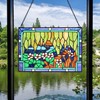 YOURANJU Stained Glass Window Hanging Handicraft Lotus Pond Rectangular Glass