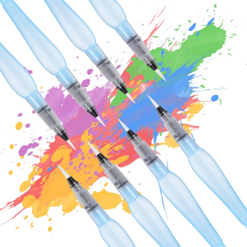 BOHUIZ 8Pcs Watercolor Brush Pens, Refillable Water Brush Pens