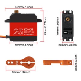 ACEIRMC 2pcs Servo High Torque Metal Gear Standard Digital Servo 25KG/0.13S 6.8V for 1/8 1/10 RC Car 90-180°