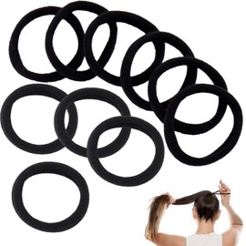 HUIKKJP Hair Elastics, Set of 10, No Traces, Thick Ring Rubber, High Elasticity Won't Break, Pile Less Burden on Hair, Adult Women, Compatible with Ponytails/Buns, Washable, Outer Diameter 1.6 inches
