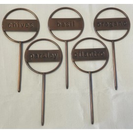 Place & Time Metal Garden Herb Stakes - Set Of 5 Chives, Parsley, Basil, Cilantro & Oregano