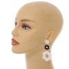White/Black Plastic Graduated Flower Drop Long Earrings - 70mm L