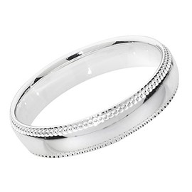 925 Sterling Silver 4mm Court Comfort Men/Ladies Milgrain Wedding Band/Ring WJS13917RSS