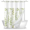 Green Leaves Shower Curtain No Hooks with Snap-in Fabric Liner