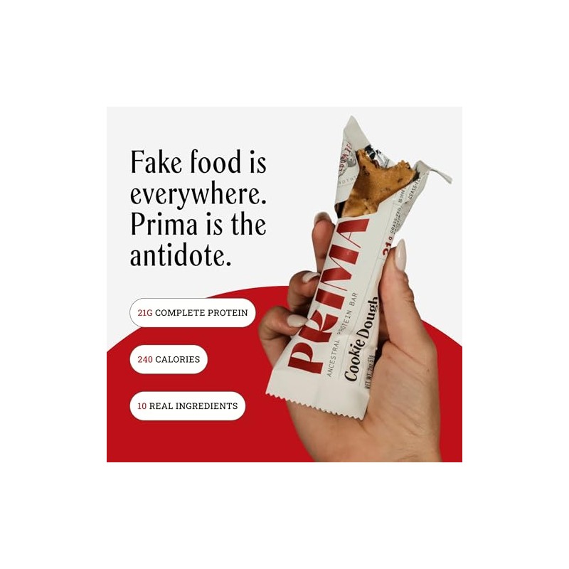 PRIMA Cookie Dough Protein Bar | 21g Grass Fed Whey