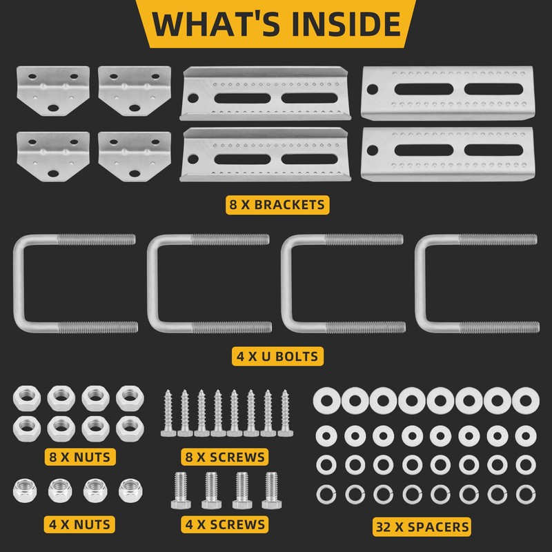 4 PCS 8" Boat Trailer Bunk Brackets, Galvanized Swivel Top,