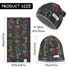 beifon Children's Beanie Hat & Loop Scarf Set, 95% Cotton Hat Scarf Set Girls Boys 2-8 Years, Tube Scarf Warm Winter Hat Knitted Hats for Autumn Winter Spring, gray
