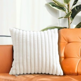 TUKUMO Fuwamoko Cushion Cover Scandinavian Stylish Cute Fur Faux Fur Fluffy Soft Cushion Cover for Sofa Back Cover Decorative Pillow Cover (White, 19.7 x 19.7 inches (50 x 50 cm)