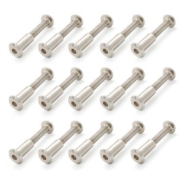 TIANLIN Pack of 15 Furniture Connector Screws, Sleeve Nut M6 Stainless Steel, M6 × 40 Furniture Screws, Screw Length 1.9 Inches, Suitable for Use on Wood, Furniture
