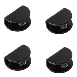 Leliafleury 4Pcs Adjustable Glass Shelf Brackets 8mm Stainless Steel Glass Shelf Supports for Handrails, Black, Half Round