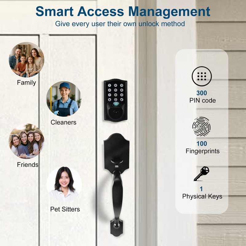UMIKSMART Smart Keypad Door Lock with Handle, Tuya WiFi App