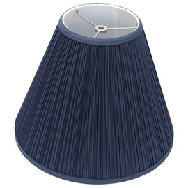 FenchelShades.com 6" Top Diameter x 14" Bottom Diameter x 12" Slant Height Fabric Barrel Lampshade Spider Attachment (Pleated Navy Blue)