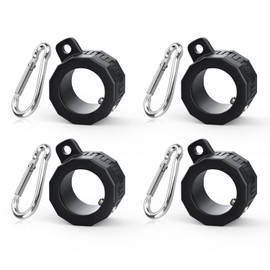 Loretoy Plastic Flag Pole Rings with Bearings 4 Pack, 360 Degree Rotating Anti-Wrap Flag Mounting Ring, Spinning Flag Pole Swivel Set with Carabiner and Wrench for 0.75-1.0 Inch Flagpole-Black