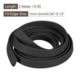 sourcing map U Channel Edge Trim, 6.5ft Length Rubber Guard Seal Strip Edge Protector Fit for 1-3mm Edge, (9/32" W x 43/64" H) Black