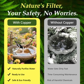 Kenmohuo 2PCS Bird Bath Copper Disk, 99.99% Pure Copper Bird Bath Cleaning Disks, Physical Cleaning Water Birdbath Disk Birds Water Bowl for Outdoors (Copper 2pcs)