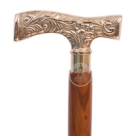 Humaira Nautical Antique Brass Walking Stick Deluxe Walking Cane Beautiful Brass Golden Handle Walking Featuring Solid Brass Handle Stick