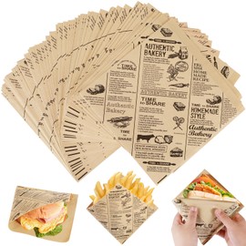 Amentalove 150PCS Greaseproof Paper Sheets,Burger Paper Sheets, Sandwich Paper, Burger Paper, Food Oil Proof Papers, Food Wrapping Paper for Burger Sandwich Fries Bread (15 * 15 cm)