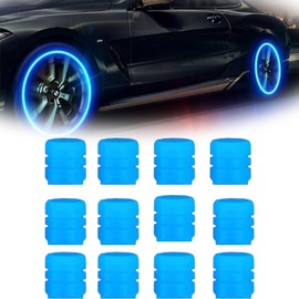 12 Luminous Car Valve Caps Per Pack, Universal Fluorescent Tyre Valve Caps, Car Valve Caps, Luminous ABS Plastic Tyre Valve Caps, Luminous for Bicycles and Motorcycles