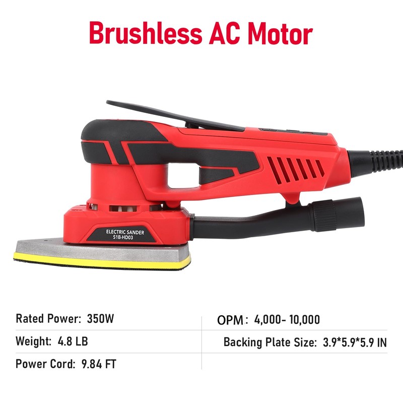 Detail Sander, 350W Mouse Sander,10000 OPM Compact Electric Sander, Multi-Function