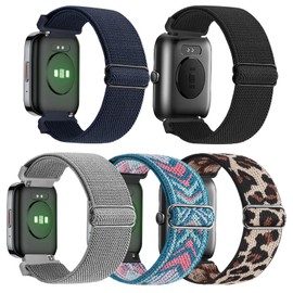 pupvus Stretch Nylon Watch Band Compatible with SKG Smartwatch,5 Packs Soft Elastic Breathable Replacement Strap for SKG V7 Pro 1.69 Inch/SKG V7 1.7 Inch/Veryfit ID207/ID208 BT SmartWatch