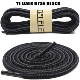 DELELE 2 Pair Round Boot Laces Outdoor Hiking Walking Shoelaces Dual Coloured Striped Shoe Lace Work Shoe Strings, 11 Dark Gray Black, 47 inch (120CM)