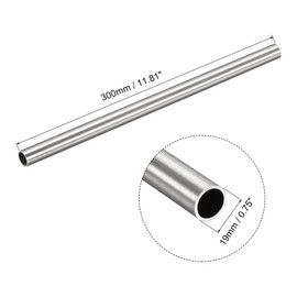 sourcing map Stainless Steel Tube Diameter 19 mm x 1.5 mm, Length 300 mm Polished 304 Stainless Steel V2A Round Tube Handrail for Railings, Stairs, Balcony Railing, Wall Handrail, Patio Railing,
