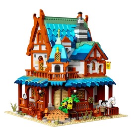 Yunsphere Classic Medieval Waystation Lighting Building-Bricks Set, Mini Post Station Building Model Set,LED DIY Christmas Holiday House,Gift for Boys,Girls and Adults (1767 Pcs)