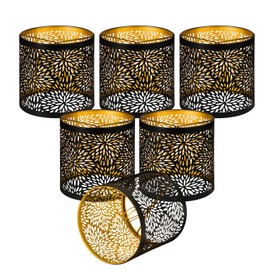 6 Pcs Small Lamp Shades Mini Lamp Shade ALUCSET Barrel Clip on Lamp Shade Chandelier Shades Replacement for Table Floor Lamp Pendant Light Fixtures, 5.1" H x 5.1" D, 1.53" Fitter (Clip on Bulb)