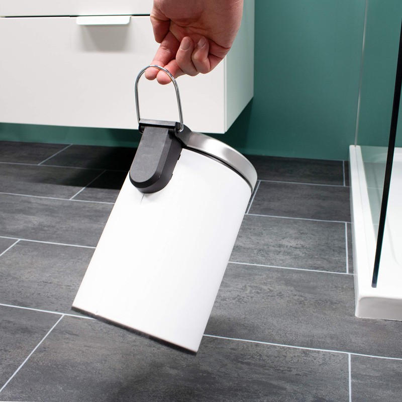 bremermann Pedal Bin with Automatic Lowering Mechanism, 3 L (White)